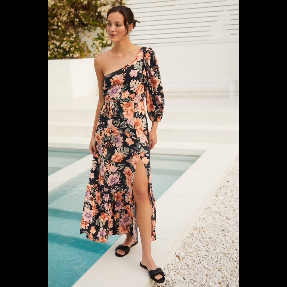 L*Space Josephine Forget Me Not Floral One Shoulder Maxi Dress Size 6 - NWT